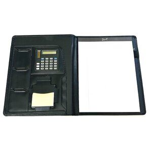 Office Professional Portfolio Paper Sticky Notes Calculator Faux Leather Black